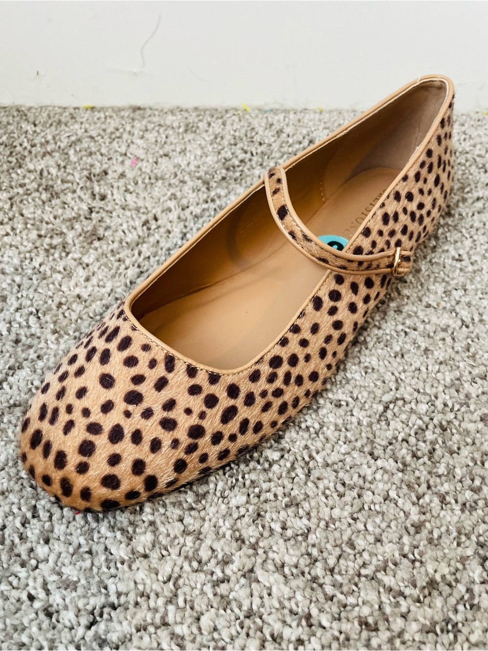 Greystone Leopard Print Mary Jane Flats Calf-Hair NWT